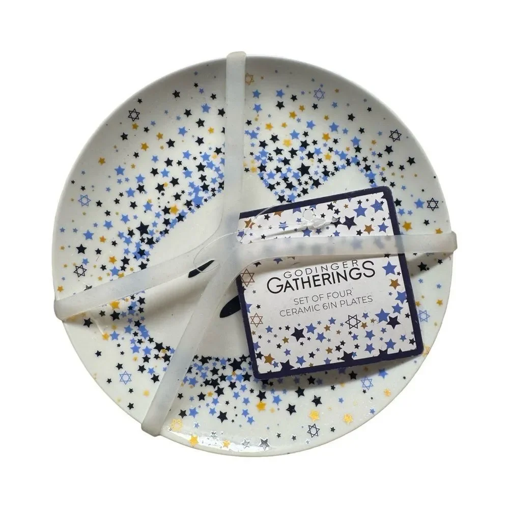 Set of 4 Hanukkah Dreidel Plates 6”